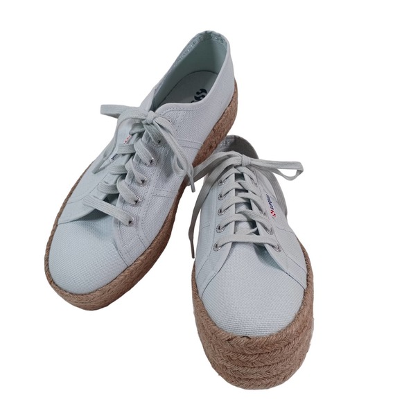 Superga Shoes - Superga Size 41.5 US 10W/8M White Canvas 2" Jute Platform Sneaker